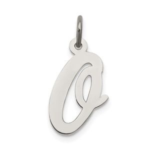 Sterling Silver Rhodium-plated Script Letter O Initial Charm - QC-D77F27AF-5476