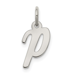Sterling Silver Rhodium-plated Script Letter P Initial Charm - QC-12E83BF2-4772