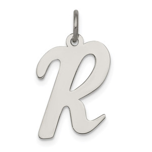 Sterling Silver Rhodium-plated Script Letter R Initial Charm - QC-367BA059-8632
