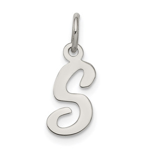 Sterling Silver Rhodium-plated Script Letter S Initial Charm - QC-75D84809-6948
