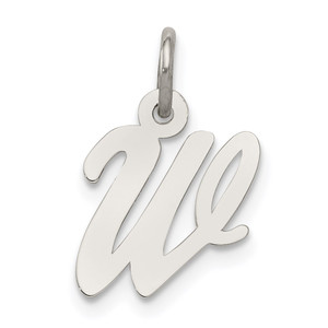 Sterling Silver Rhodium-plated Script Letter W Initial Charm - QC-18B5CA1F-3233