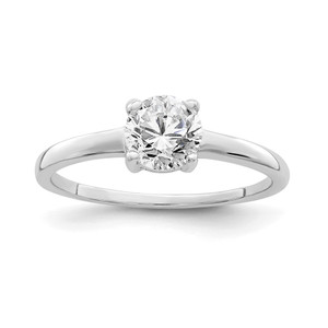 Sterling Silver Rhodium-plated Solitaire Round CZ Ring - QR-8F316060-5829