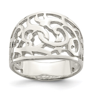 Sterling Silver Rhodium-plated Swirl Ring - QR-9ECBA4C8-4416