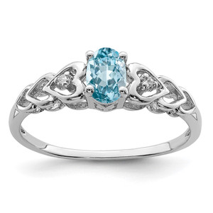 Sterling Silver Rhodium-plated Swiss Blue Topaz & Diam. Ring - QB-55B9E406-2080