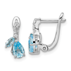 Sterling Silver Rhodium-plated Swiss BT/White Topaz Hinged Earrings - QE-E07C3F6F-4158