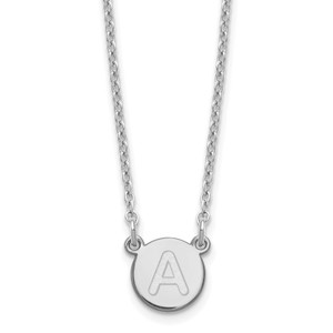 Sterling Silver Rhodium-plated Tiny Circle Block Letter A Initial Necklace