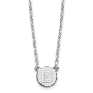 Sterling Silver Rhodium-plated Tiny Circle Block Letter B Initial Necklace