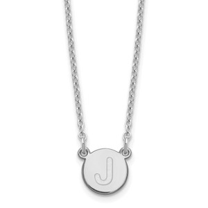 Sterling Silver Rhodium-plated Tiny Circle Block Letter J Initial Necklace