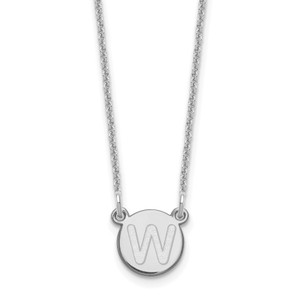Sterling Silver Rhodium-plated Tiny Circle Block Letter W Initial Necklace
