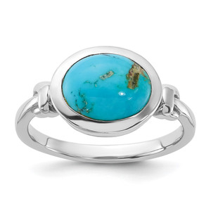 Sterling Silver Rhodium-plated Turquoise Ring - QR-1258F7C6-8018