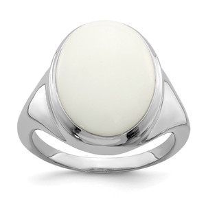 Sterling Silver Rhodium-plated White Agate Ring - QR-26994416-8943