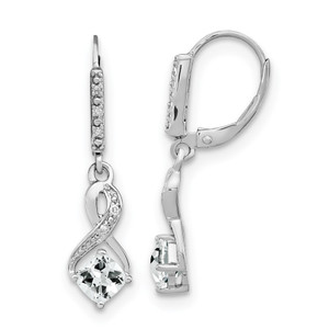 Sterling Silver Rhodium-plated White Topaz and Diamond Earrings - EM-79057BB3-6348