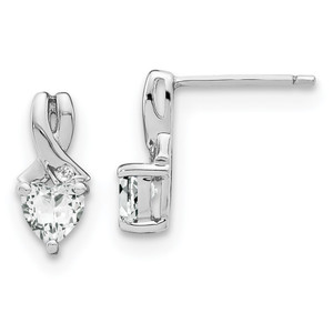 Sterling Silver Rhodium-plated White Topaz and Diamond Earrings - EM-FD14570C-3431