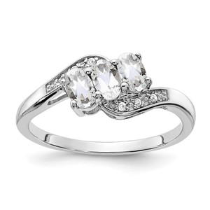 Sterling Silver Rhodium-plated White Topaz and Diamond Ring - RM-8538F994-9447