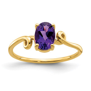 14k 7x5mm Oval Amethyst Checker ring