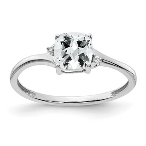 Sterling Silver Rhodium-plated White Topaz and Diamond Ring - RM-D5C17EB6-3644