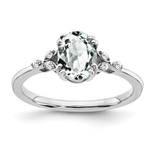 Sterling Silver Rhodium-plated White Topaz and Diamond Ring - RM-DC3551DE-8683