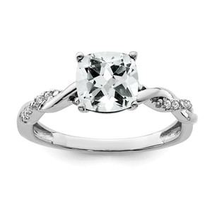 Sterling Silver Rhodium-plated White Topaz and Diamond Ring - RM-EBE3DFBC-9807