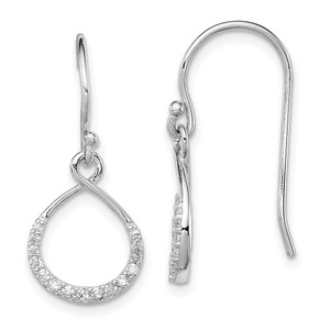 Sterling Silver Rhodium-plated with CZ Infinity Shepherd Hook Earrings - QE-3D880814-7450