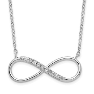 Sterling Silver Rhodium-plated with CZ Infinity w/ 2 IN EXT Necklace - QG-58F8E4AE-6960