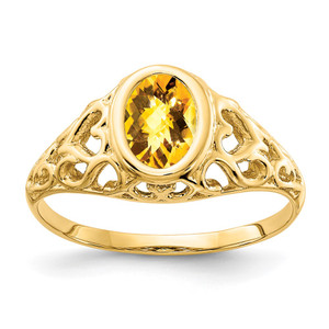 14k 7x5mm Oval Citrine Checker ring - Y4-0220199B-5938