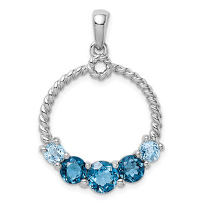 Sterling Silver Rhod-plat London blue and LB topaz Pendant - QP-7D39E391-9327