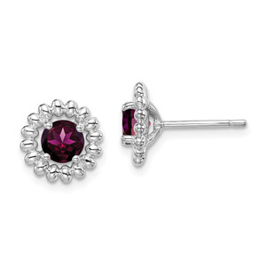 Sterling Silver Rhod-plat Rhodolite Garnet Earrings