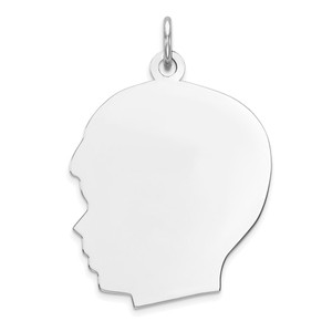 Sterling Silver Rhod-plate Eng. Boy Polished Front/Satin Back Disc Charm - QM-1163A2B9-1296