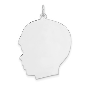 Sterling Silver Rhod-plate Eng. Boy Polished Front/Satin Back Disc Charm - QM-3ADED687-6575