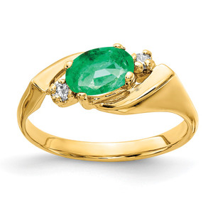 14k 7x5mm Oval Emerald AA Diamond ring - Y2-86B6581E-2040