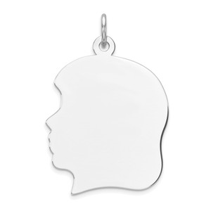Sterling Silver Rhod-plate Eng. Girl Polished Front/Satin Back Disc Charm - QM-D3170A00-8154