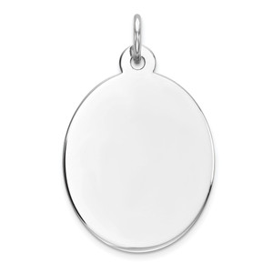 Sterling Silver Rhod-plate Eng. Oval Polish Front/Satin Back Disc Charm - QM-180CF96B-9324