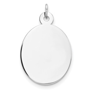 Sterling Silver Rhod-plate Eng. Oval Polish Front/Satin Back Disc Charm - QM-7E9E00C0-2807