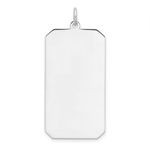 Sterling Silver Rhod-plate Eng. Rect. Polish Front/Satin Back Disc Charm - QM-0CAD7D57-6995