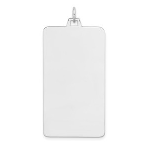 Sterling Silver Rhod-plate Eng. Rect. Polish Front/Satin Back Disc Charm - QM-A8CEB85D-1931