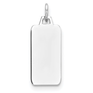 Sterling Silver Rhod-plate Eng. Rect. Polish Front/Satin Back Disc Charm - QM-C29F5E51-5809