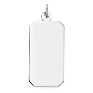 Sterling Silver Rhod-plate Eng. Rect. Polish Front/Satin Back Disc Charm - QM-FE2B3565-6749