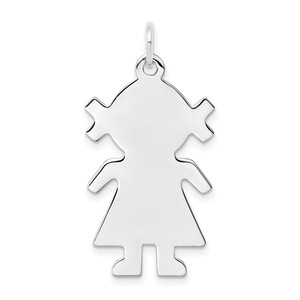 Sterling Silver Rhod-plated Eng. Girl Polished Front/Back Disc Charm - QM-0AA6194F-5757