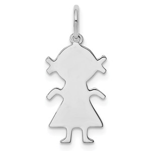 Sterling Silver Rhod-plated Eng. Girl Polished Front/Satin Back Disc Charm - QM-CC3F2D7A-4520