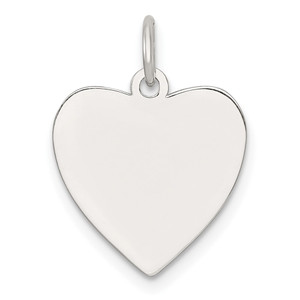 Sterling Silver Rhod-plated Eng. Heart Polish Front/Satin Back Disc Charm - QM-DE1E596A-1465