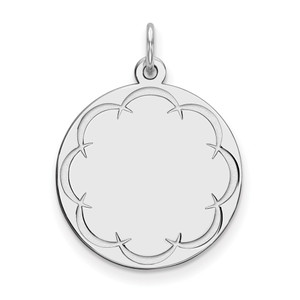 Sterling Silver Rhod-plated Eng. Rnd Polish Front/Back Disc Charm - QM-87AD009D-6849