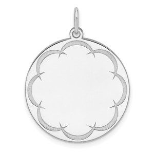 Sterling Silver Rhod-plated Eng. Rnd Polish Front/Back Disc Charm - QM-8A54DBFE-2263