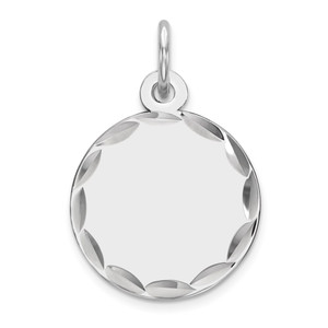 Sterling Silver Rhod-plated Eng. Rnd Polish Front/Satin Back Disc Charm - QM-6F102096-4937