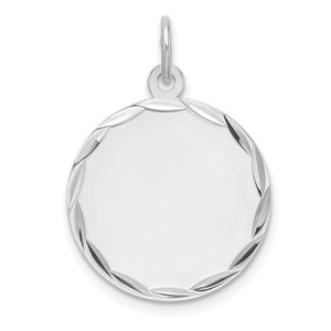 Sterling Silver Rhod-plated Eng. Rnd Polish Front/Satin Back Disc Charm - QM-88B5AC64-4447