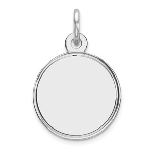 Sterling Silver Rhod-plated Eng. Rnd Polish Front/Satin Back Disc Charm - QM-928D0978-6102