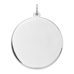 Sterling Silver Rhod-plated Eng. Rnd Polish Front/Satin Back Disc Charm - QM-9DD85643-7073