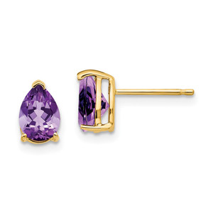 14k 7x5mm Pear Amethyst Earrings