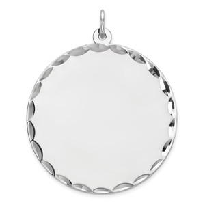 Sterling Silver Rhod-plated Eng. Rnd Polish Front/Satin Back Disc Charm - QM-AA7ECF53-6302