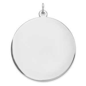 Sterling Silver Rhod-plated Eng. Rnd Polish Front/Satin Back Disc Charm - QM-B4B13337-4817