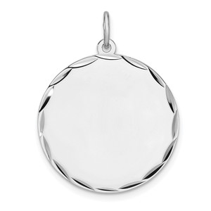 Sterling Silver Rhod-plated Eng. Rnd Polish Front/Satin Back Disc Charm - QM-EB1FBAF8-9796